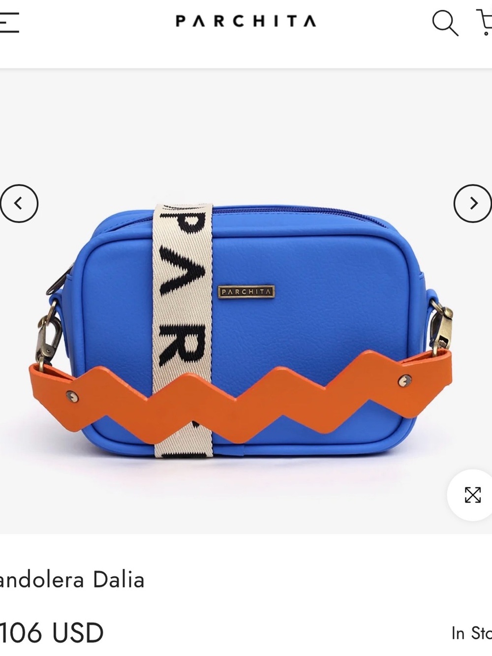 Blue Dalia Crossbody Bag with Orange Accent